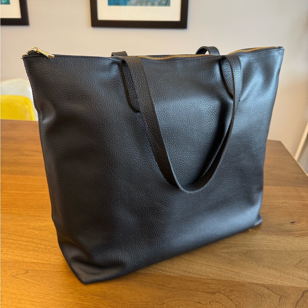 Leather Tote with Suede Insert